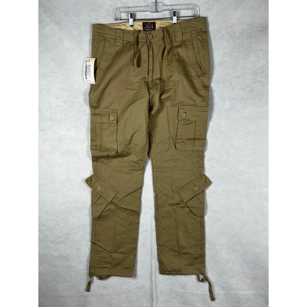 Matchstick Mens Cargo Pants Khaki 3357 Multi-Pocket Cotton Twill 3XL 38
